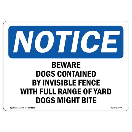 Signmission Safety Sign, OSHA Notice, 10" Height, 14" Width, OSHA-Beware-of-Dog-Sign-, Landscape OS-NS-D-1014-L-17039